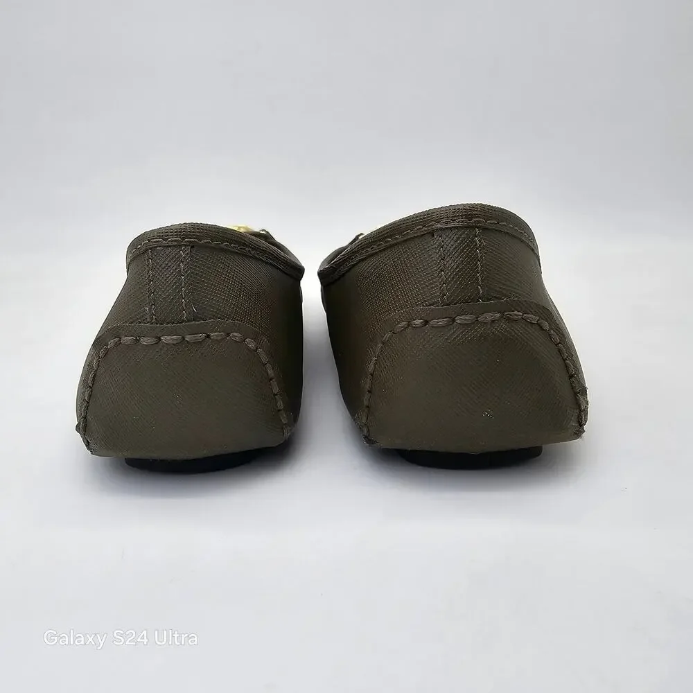 Michael Kors Ballet Flat Green Olive Slip On Moccasin Drivers Women's 7.5M